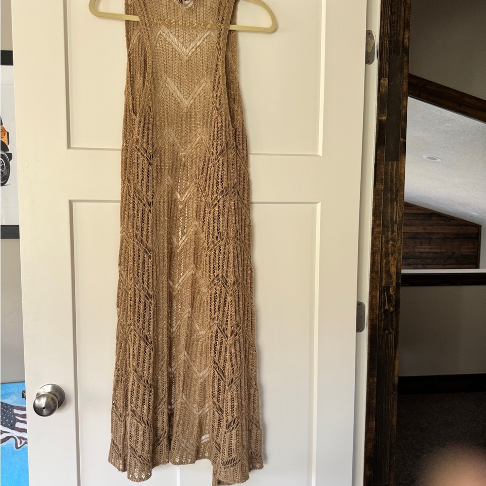 Elegant long tan vest